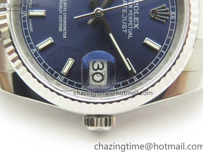 MiroTime 0225 DateJust 36 SS 116234 Fluted Bezel DJF Best Edition Blue Dial Stick Markers on SS Oyster Bracelet A Affordable 3373
